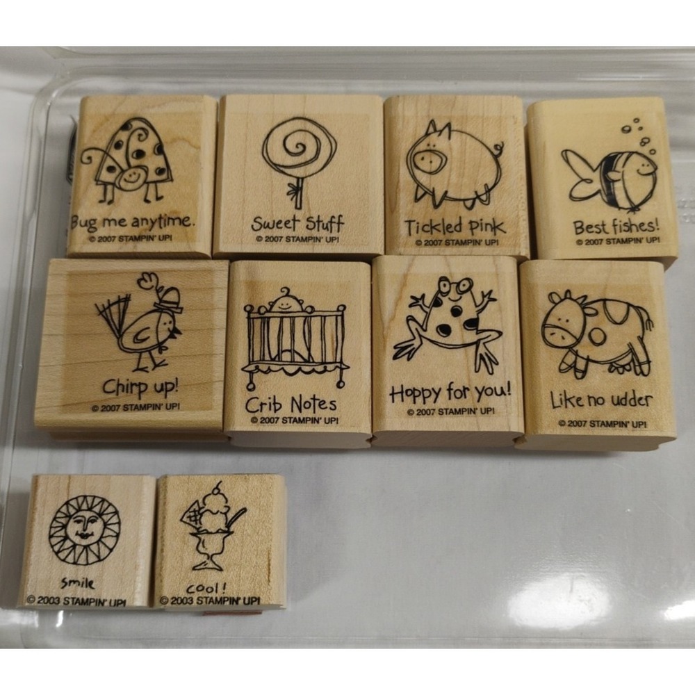 Vintage 2007 Stampin Up‎ 8pc Very Punny Stamps Stamp Set +Extras New Used